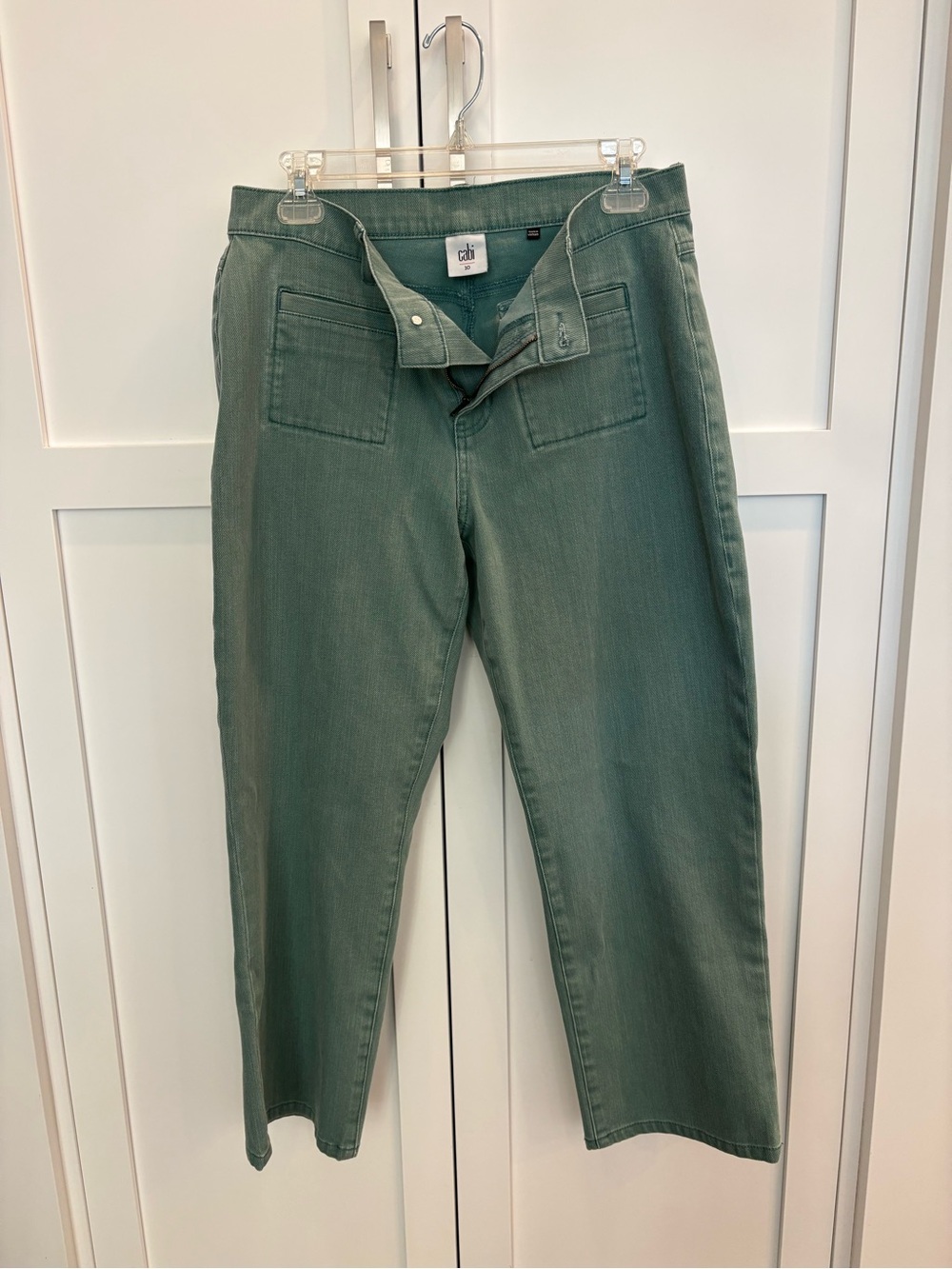 CAbi Straight-Leg Jeans in Sage Green size 10